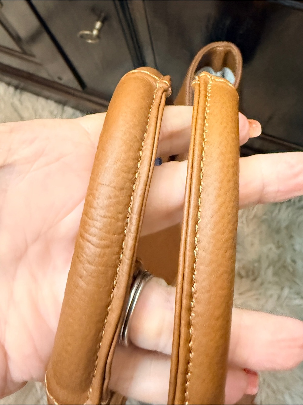 AmeriLeather two tone
Caramel & black buttery leather
tote 15.50 x 10.5 NWT - Picture 7 of 14